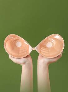 1pc Women's Adhesive Bra, Self-Adhesive Backless Nipple Cover Reusable Strapless Invisible Push-Up Bra Cover, Suitable For Daily Wear, Holiday Dresses, Wedding Dresses, Etc.