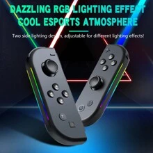 带 8 色 RGB 灯的轻型无线游戏手柄，左右键兼容 Switch/Lite/Switch OLED，带 6 轴陀螺仪、涡轮增压和振动 - 彩色 - 查看 9