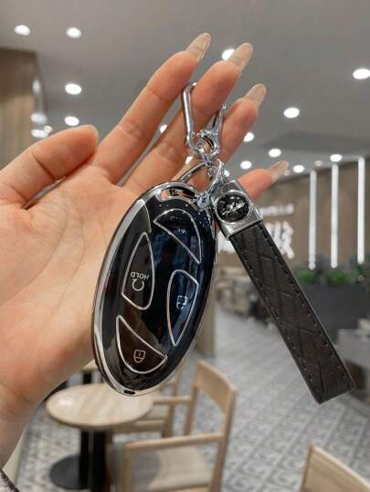 Modern TPU Key Fob Cover With Keychain - Compatible With 2024 2023 Ioniq 6, GN7 Grandeur, KONA, Elantra, Sonata - Protective Key Shell