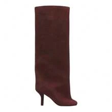 Stivali alti al ginocchio da donna Stivali alti al ginocchio in pelle scamosciata - Bordò - Visualizzare 2