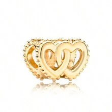 1 件镂空金色油滴星心花双心爱心圆形串珠爱心锁，DIY 手链项链配件 - 金黃色 - 查看 24