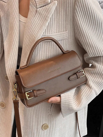 Fashion Classic Joker Solid Color Pu Waterproof Fabric, Letter Pattern Decoration Design, Retro Elegant Handbag, Square Bag, Can Be Slung, Suitable For Use In The New Year, Travel Shopping, Holiday Gifts., Business Casual Woman Bag Perfect For Office Business And Work