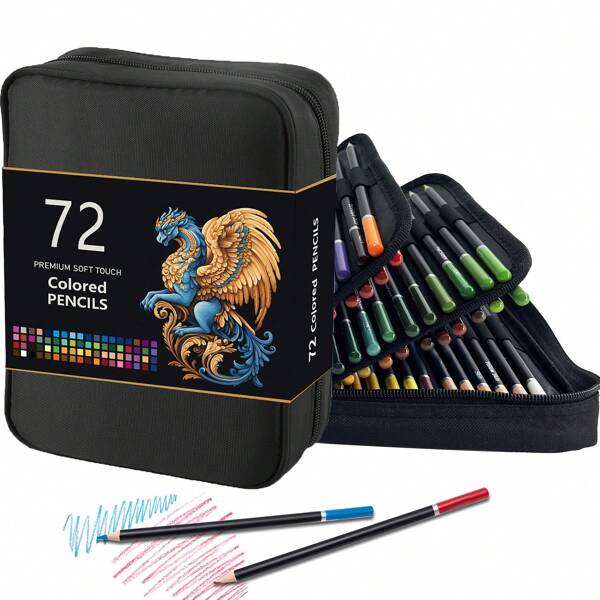 Estuche de 72 lápices de colores, kit de lápices de arte para colorear para adultos, núcleo suave a base de aceite, ideal para colorear, dibujar y sombrear, lápices de colores de madera, de vuelta a la escuela
