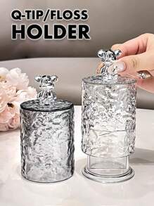 1 pieza Caja de almacenamiento de escritorio/baño, adecuada para guardar palillos, hilo dental, brochas de maquillaje pequeñas, con tapa para evitar el polvo, decorada con conejo/oso, adecuada para el hogar, hotel, restaurante. Gran regalo para mujeres, regalo de Navidad.