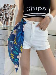 1pc Casual Bohemian Style Cute Vintage Ditsy Floral Polyester Bandana Wrap, Versatile For Beach, Travel, Photo Shoot, Headband, Dress Accessory, Suitable For Spring, Summer, Autumn, Winter