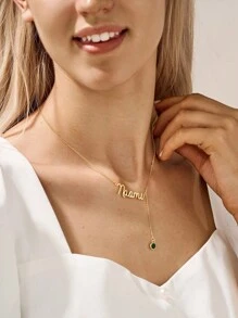 Personalized Birthstone Name Necklace, Custom Silver Stainless Steel Name Necklace, Script Name Necklaces, Mum Necklace, Personalized Christmas Gift For Her Valentine's Day Gift