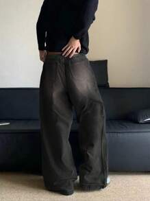 1pc Casual Fashion Versatile High-Quality Washed Distressed Men's Loose Wide-Leg Jeans (Product Does Not Include Belt And Accessories)