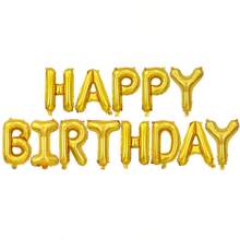13 件套生日快乐字母铝箔气球，银色、金色、蓝色，横幅吊旗，派对装饰品
