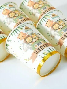 10 Stück/25 Stück Einweg-Papierbecher, Papierbecher mit Tiermotiv für 1. Geburtstag, geeignet für Geburtstagsfeier, Familientreffen, Picknick, Partydekoration