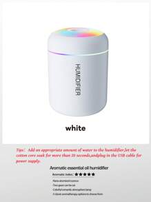 USB香薰加湿器，带冷雾和LED彩灯，小型加湿器，香薰喷雾机，有黑色和白色两种，持久清新空气，非常适合汽车、卧室、办公室、浴室、卫生间、客厅、书桌 - 完美的礼物，您可以选择6种精油，