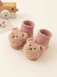 1 双婴儿可爱熊装饰棉质短袜，幼儿防滑室内袜 - 彩色 - 查看 22