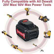 2-Pack 9.0Ah 20V/60V Replacement For DEWALT 60V Flex-Volt MAX Battery DCB606 DCB609 DCB612 Compatible With DeWalt 20V/60V Cordless Power Tools - Black - View 2