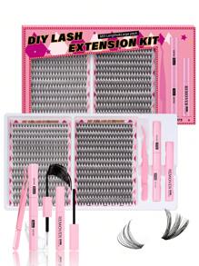560 件戏剧性 C 卷曲 8-16 毫米混合 DIY 睫毛延长套装 DIY 下睫毛睫毛书大容量柔软单独簇睫毛打造蓬松自然纤细 Y2k 蝴蝶元素粉色底卡居家造型持久 DIY 睫毛胶、DIY 胶水去除剂、DIY 睫毛镊子（下睫毛 + 80D） - 黑色 - 查看 1