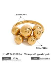 Uworld 1 pieza de un anillo de acero inoxidable con baño de oro de 18K de diseño a juego en color dorado y plateado, con esfera metálica de moda y personalizado, adecuado para fiestas, vacaciones, festivales, ir al trabajo, etc. - diseño de bola de metal - Ver 12
