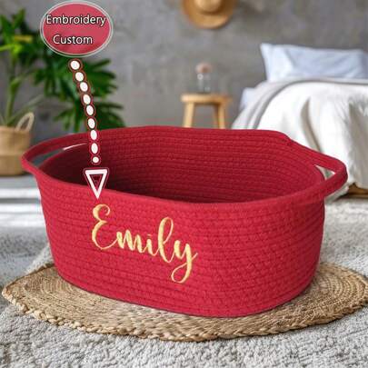 Personalisierter bestickter faltbarer handgewebter Aufbewahrungskorb, individuell mit Name/Logo bedruckt, geeignet für Kosmetik, Spielzeug, Haustierzubehör, Fernbedienung, Schlafzimmer, Wohnzimmer, Valentinstag Geschenk, Kinderbett Zubehör Hochwertige Maßanfertigung, Personalisiert, Einzigartig Ideale Geschenke für sie Tochter, Schüler, Sohn zu Jahrestagen, zu Geburtstagen, zur Schulabschlussfeier Schule, Zuhause, Büro, Zur Schulanfang, Multifunktional, langanhaltend, Dekorativ, Wiederverwendbar, Exquisit, Stilvolle, Hochwertige, Farbige, Moderne, Maßgefertigte, Personalisierte, Einzigartige, Ideale Geschenke für ihn, Ideale Geschenke für sie, Freund, Vater, Freundin, Mutter, Familie, Freunde, Teeraum, Zuhause, Garten, Büro, Zu Jahrestagen, Zum Valentinstag, Zum Muttertag, Zu Geburtstagen, Zum Vatertag, Zur Graduierung, Zur Hochzeit, Zur Einweihung, Zuhause mit barrierefreien Lösungen, Individualisierter Aufbewahrungskorb, Warme Atmosphäre, Weihnachtsdekoration