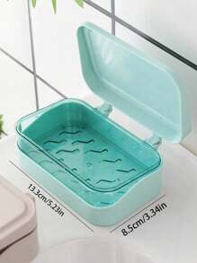 Double Layer Flip Soap Box,Minimalist Travel Soap Box With Lid,Creative Soap Dish With Drainage System, Transparent Storage Container For Bathroom, Travel, Without Drilling(Only Box)