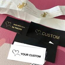 50-200 etiquetas de ropa personalizadas lavables, etiquetas de tela blancas con diseño multicolor para ropa de hombre y mujer, bordadas a mano de forma exquisita para ropa, bolsos, vestidos, camisetas, sombreros, bufandas, uniformes escolares, sábanas, sombreros, calcetines, mochilas escolares, etc.