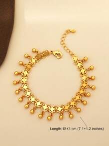 1 件简约波西米亚金色串珠球流苏手链几何串珠链手链适合女性每天佩戴作为情人节礼物 - 金黃色 - 查看 2