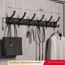 1pc Heavy Duty Aluminum Alloy Wall Mounted Clothes Hooks, No Drilling Needed, Suitable For Entryway, Closet, Kitchen, Bathroom Storage