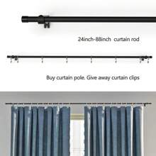Lightweight, Minimalist & Practical Black Curtain Rod Set, Spiral Assembled, Fits 23-80 Inch Windows, Suitable For Hanging Thin Curtains, Shades, Sheers. Wall-Mounted Installation. Suitable For Bedroom, Patio, Kitchen, Living Room, Dining Room, Office. Curtain Rod Comes With Clip Rings