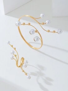1 Set elegantes geometrisches Linien-Perlen-Schmuckset mit matter Einlage für Frauen, Geschenk für Feiertagsparty
