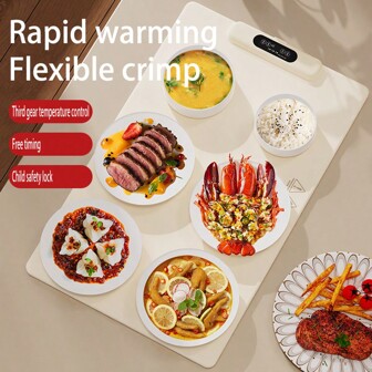 Innowarmer elektrische voedselwarmermat - draagbare, snel verwarmende, instelbare temperatuur siliconenwarmer voor feesten, buffetten, pizza, koffie, thee, vlees ontdooien en meer!