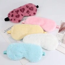 Plush Eye Mask, Leopard Print Heart Rabbit Design, Soft Light-Blocking Cute Cartoon Sleep Mask, Multi-Color,School,Back To School,Travel,Travel Essentials,Home Essentials,Eye Mask,Sleep Mask - Multicolor - View 6