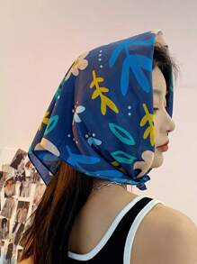 1pc Casual Bohemian Style Cute Vintage Ditsy Floral Polyester Bandana Wrap, Versatile For Beach, Travel, Photo Shoot, Headband, Dress Accessory, Suitable For Spring, Summer, Autumn, Winter