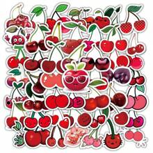 60 calcomanías con diseño de cerezas de dibujos animados. Ideal para regalos, bolsas, cartas, decorar laptops, tazas, útiles escolares, vuelta al colegio - Multicolor - Ver 1