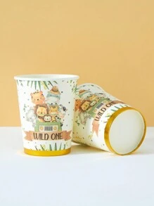 10 Stück/25 Stück Einweg-Papierbecher, Papierbecher mit Tiermotiv für 1. Geburtstag, geeignet für Geburtstagsfeier, Familientreffen, Picknick, Partydekoration