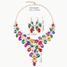Juego de joyas de lujo para mujer, set de 3 piezas que incluye collar y aretes, adecuado para novia, boda, banquete y ocasiones formales