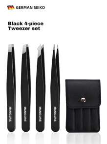 4 pièces Kit de pinces colorées en acier inoxydable, ensemble d'outils portables pour la mise en forme des sourcils et l'épilation (violet, rose, noir)