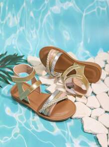 1 Pair Girl's Flat Outdoor Beach Sandals, Suitable For Spring/Summer
