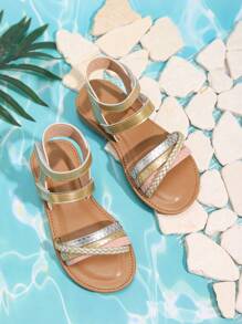 1 Pair Girl's Flat Outdoor Beach Sandals, Suitable For Spring/Summer