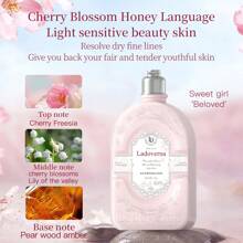 Ladoverna 1瓶250g花果味樱花保湿身体乳液，全身保湿滋养，持久留香，质地细腻易吸收不油腻，适合所有肤质 - 粉色 - 查看 1