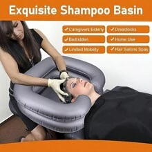Inflatable PVC Drain Tube Hair Washing Basin Portable Foldable Adult Shampoo Bowl Suitable Home Sink Bathroom Decor Summer Bathroom Accessories Back To School