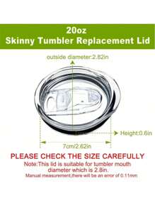 1/2个20盎司/30盎司细长型保温杯替换盖，2.75英寸杯口防漏防溅硅胶滑动盖，可搭配吸管使用 - 彩色 - 查看 2