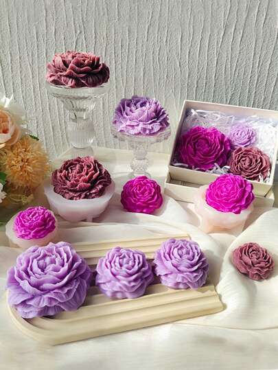 1 pieza de Molde de silicona tipo peonía, para hacer velas, decoraciones y adornos, jabón, de fácil desmoldeo, ideas de objetos personalizados para bodas de primavera, moldeado integral de material de silicona para hacer velas o vaciados de yeso, ideas de regalo de ramo de flores para el Día de San Valentín, decoración de mesa para cena a la luz de las velas en dormitorio, porche o escritorio, decoración para ambiente festivo, 3 tamaños opcionales