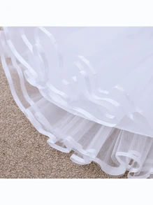 1pc Polyester Mini Lolita Petticoat Skirt, 35cm, Daily Soft Mesh 3-Layers Underskirt, Suitable For All Seasons
