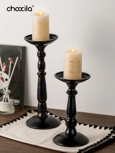 choxila 1 件复古铸铁烛台，家居装饰烛台，黑色，万圣节，房间装饰物品，节日礼物，适用于客厅、卧室、派对用品