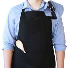 Perbella Uniforms Avental com Bandana Oxford com Regulável Altura Com Bolso Liso Uniforme Chef Cozinha Restaurante Evento Churrasco