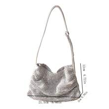 Juego de cartera y bolso de lujo de diseñador, embrague de noche con brillantes diamante de imitación, bolso de hombro minimalista con cadena - Dorado - Ver 2