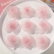5 件装人造花装饰配件 DIY 工艺材料 适用于发夹和包包装饰 - 淺藍色 - 查看 2