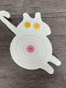 1 Knitted Cat Coaster, Creative Cute Cat Butt Coaster, Home Dining Table, Office Desk Coaster, Insulation Mat, Coffee Cup, Tea Cup, Water Cup Mat, Dining Mat, Home Decoration Mat