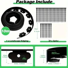 [1 conjunto de cercas de jardim] 1 conjunto de bordas de gramado de plástico de 196,85 polegadas com 15 estacas de madeira, barreira de borda de gramado macia fácil de instalar para decoração de jardim, divisor de jardim de plástico para uso externo