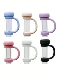 1/2 件/套吸管盖可重复使用硅胶吸管盖与 杯防溢漏塞防溅防尘吸管盖兼容，返校用品 - 彩色 - 查看 3