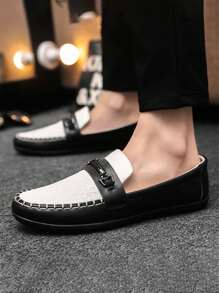 2025新款透气乐福鞋男士一脚蹬宽松软底休闲驾车鞋（注：乐福鞋产品尺码偏小，建议大脚者购买大一码） - 黑色 - 查看 1