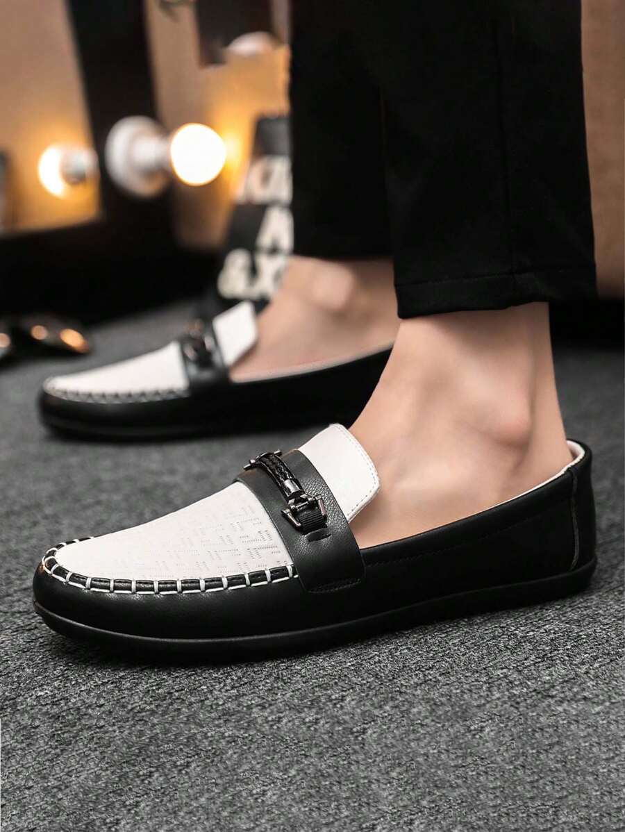 2025新款透气乐福鞋男士一脚蹬宽松软底休闲驾车鞋（注：乐福鞋产品尺码偏小，建议大脚者购买大一码） - 黑色 - 查看 1