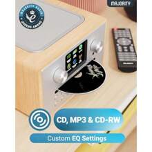 Internet Radio CD Player DAB+ Bluetooth Spotify Connect Podcasts FM Radio Dual Alarm 90 Presets Custom EQ Settings Full Colour LED Display Remote Control - Oak1 - View 4