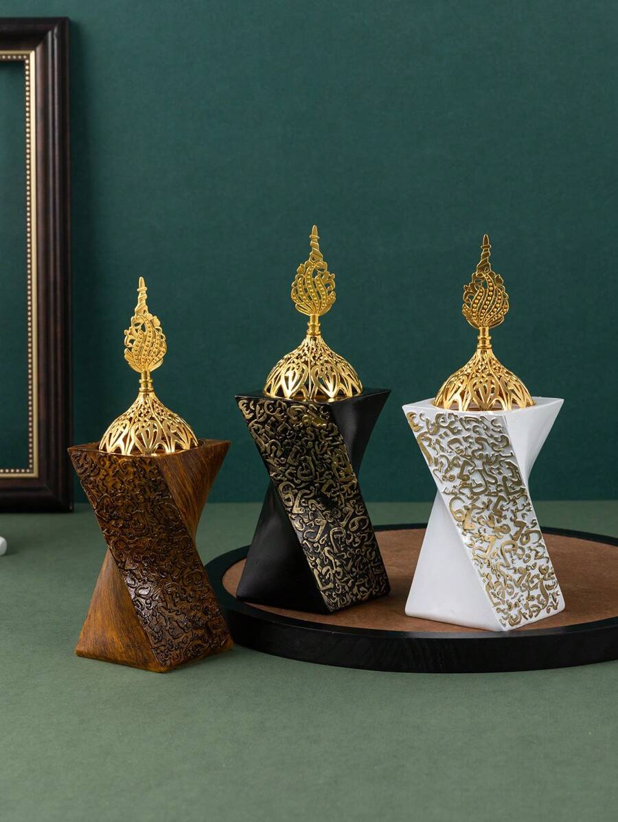 1 件装阿拉伯祝福黑色带金属盖卧室香薰摆件客厅家具摆件 - 黑色 - 查看 1